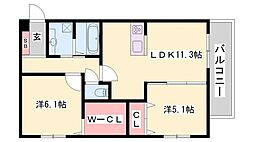 シャルムアンジュ 1LDKの間取図画像