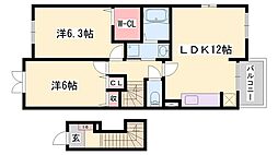 エスペランサ浜の宮1 2LDKの間取図画像