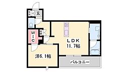 ラ ピエノ 1LDKの間取図画像