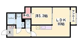 高砂市阿弥陀町南池アパート 1LDKの間取図画像