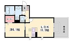 フェリーチェ加佐B棟 1LDKの間取図画像