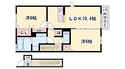 ベントグリーン 2LDKの間取図画像