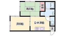 ドミール中津 2DKの間取図画像