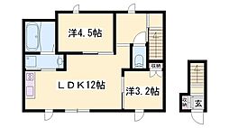 グリーンフォレスト加古川南 2LDKの間取図画像
