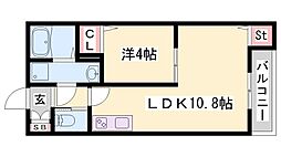 加古川市平岡町新在家アパート 1LDKの間取図画像