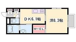 ルミエール 1DKの間取図画像