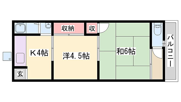 第二白幸荘 ｜兵庫県加古川市加古川町溝之口(賃貸アパート2K・1階・30.00㎡)の写真 その2