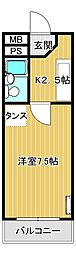 三宝シティ 1Kの間取図画像