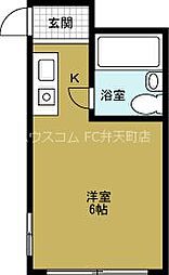 ルネ市岡 ワンルームの間取図画像