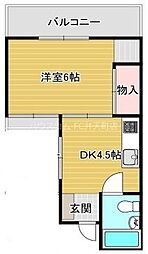 サンポートハイム夕凪 1DKの間取図画像