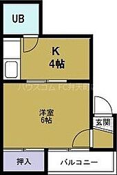 アヴァンス弁天町 1Kの間取図画像