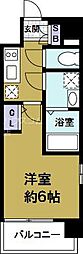 エスリード弁天町ベイコート 1Kの間取図画像