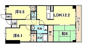 ウエストヒルズII  ｜ 兵庫県西宮市門戸西町（賃貸マンション3LDK・3階・65.96㎡） その2