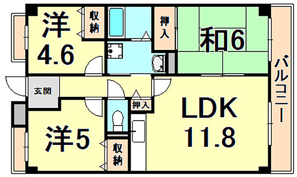 兵庫県西宮市大島町(賃貸マンション3LDK・4階・66.50㎡)の写真 その2
