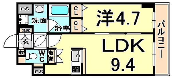 アーバネックス武庫之荘 ｜兵庫県尼崎市南武庫之荘１丁目(賃貸マンション1LDK・5階・34.47㎡)の写真 その2