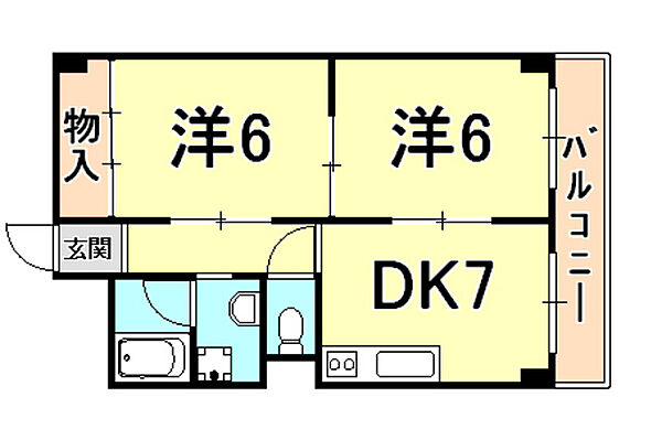 メゾン大徳 ｜兵庫県西宮市田代町(賃貸マンション2DK・2階・43.00㎡)の写真 その2