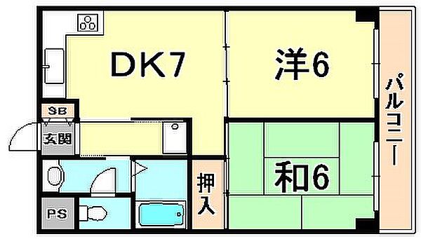 グレート・フューチャーPARTI ｜兵庫県尼崎市稲葉元町２丁目(賃貸マンション2DK・5階・43.74㎡)の写真 その2