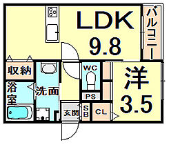 カーサ武庫之荘  ｜ 兵庫県尼崎市南武庫之荘３丁目（賃貸アパート1LDK・2階・35.45㎡） その2