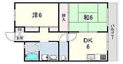 武庫之荘ガーデン 2LDKの間取図画像