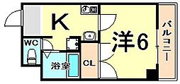 MY尼崎 1Kの間取図画像