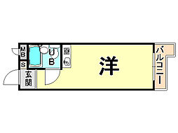 ネオダイキョー塚口 4階ワンルームの間取り