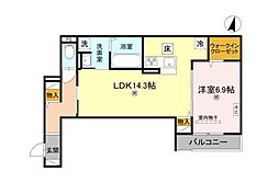 尼崎市南武庫之荘4丁目アパート 1LDKの間取図画像