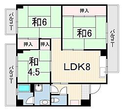 東田マンション 3LDKの間取図画像