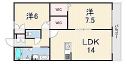 ベルフィールド 2LDKの間取図画像