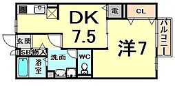 リビングタウン西野 1DKの間取図画像