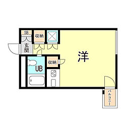 キューブ南塚口3 ワンルームの間取図画像