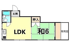 エーワン塚口 1LDKの間取図画像
