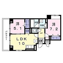 レジス城ノ堀 2LDKの間取図画像