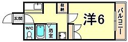 きゃぴたる北浜 1Kの間取図画像