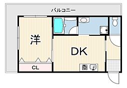 ミスタープレジデント 1DKの間取図画像