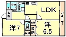 ヴァンベール 2LDKの間取図画像