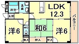 レックス伊丹 3LDKの間取図画像