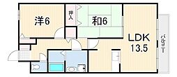 ラフォーレ武庫之荘 2LDKの間取図画像