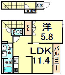 フォンテ 1LDKの間取図画像