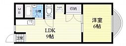 パークスクエア東園田 1DKの間取図画像
