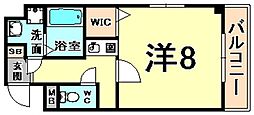 エールスタージュ伊丹 1Kの間取図画像