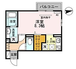 プラージュ武庫川 ワンルームの間取図画像