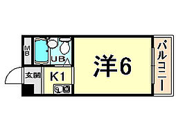 プリエール名神尼崎 ワンルームの間取図画像