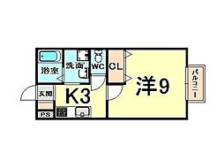 サン・ボナール 1Kの間取図画像