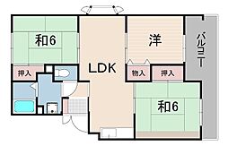 サニーハイツ高台A棟 3LDKの間取図画像