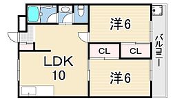 Glanzmukogawa 2LDKの間取図画像