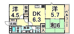 ル・シエール武庫之荘 3DKの間取図画像