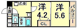 プレステージ立花 2Kの間取図画像