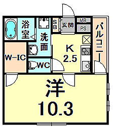 フジパレス立花町2番館 1Kの間取図画像