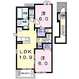 カーサカメリア 2LDKの間取図画像