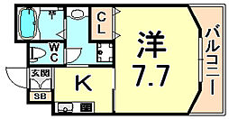 Palos立花 1Kの間取図画像